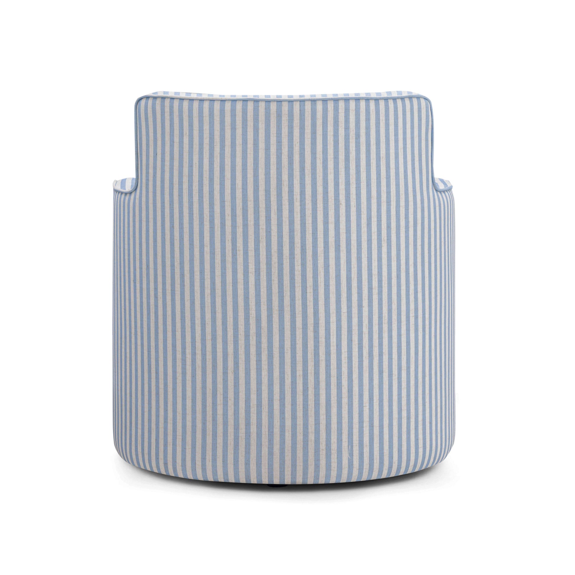 Passe Striped Linen Swivel Chair Blue Stripes by Tov Furniture
