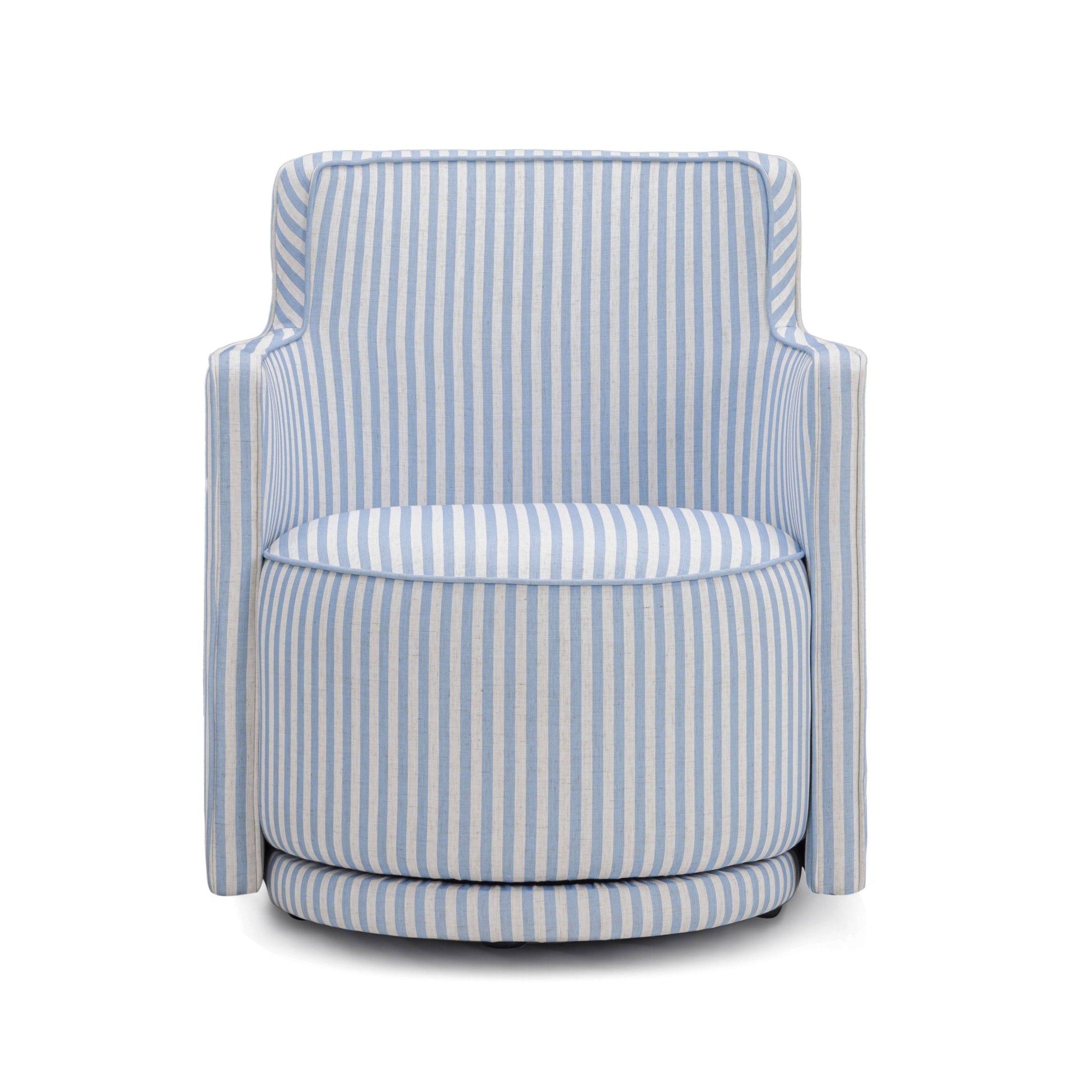 Passe Striped Linen Swivel Chair Blue Stripes by Tov Furniture