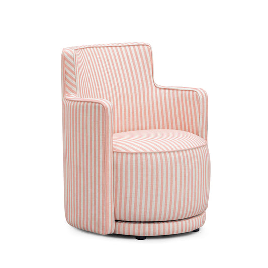 Passe Striped Linen Swivel Chair Pink Stripes by Tov Furniture