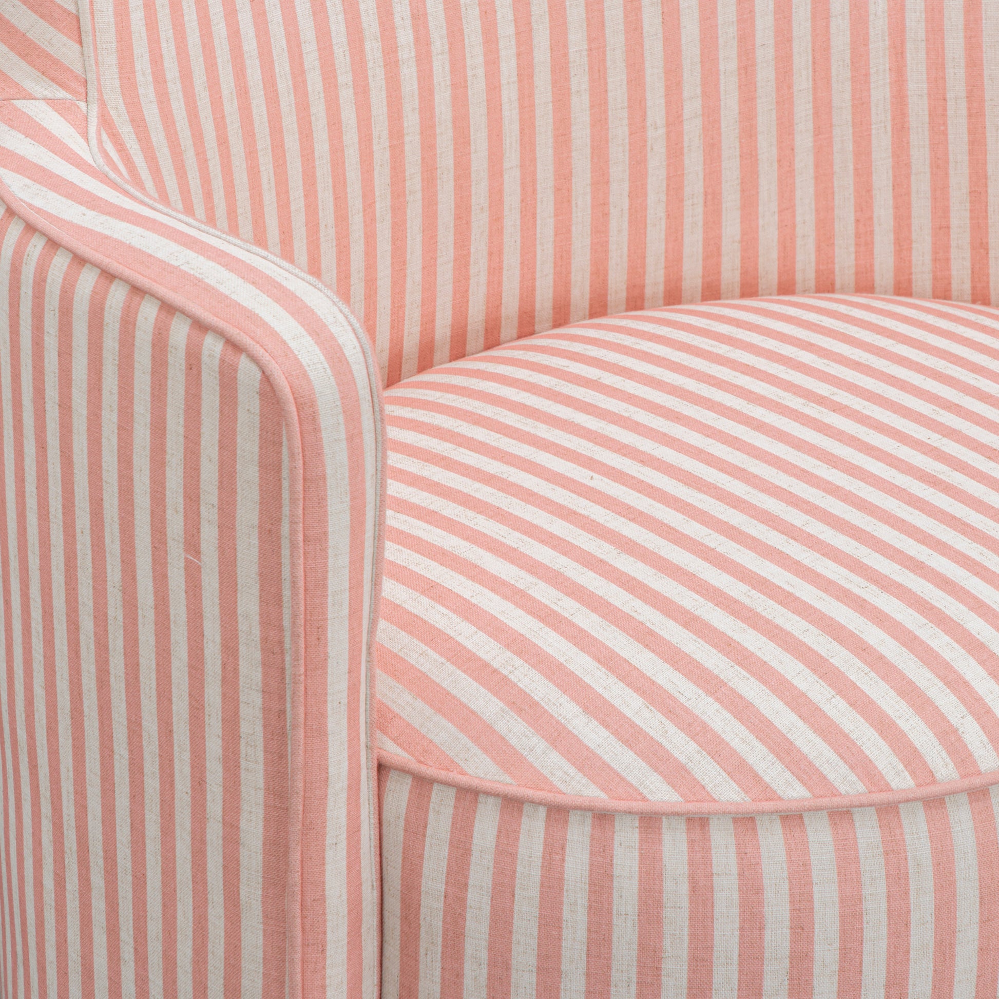 Passe Striped Linen Swivel Chair Pink Stripes by Tov Furniture