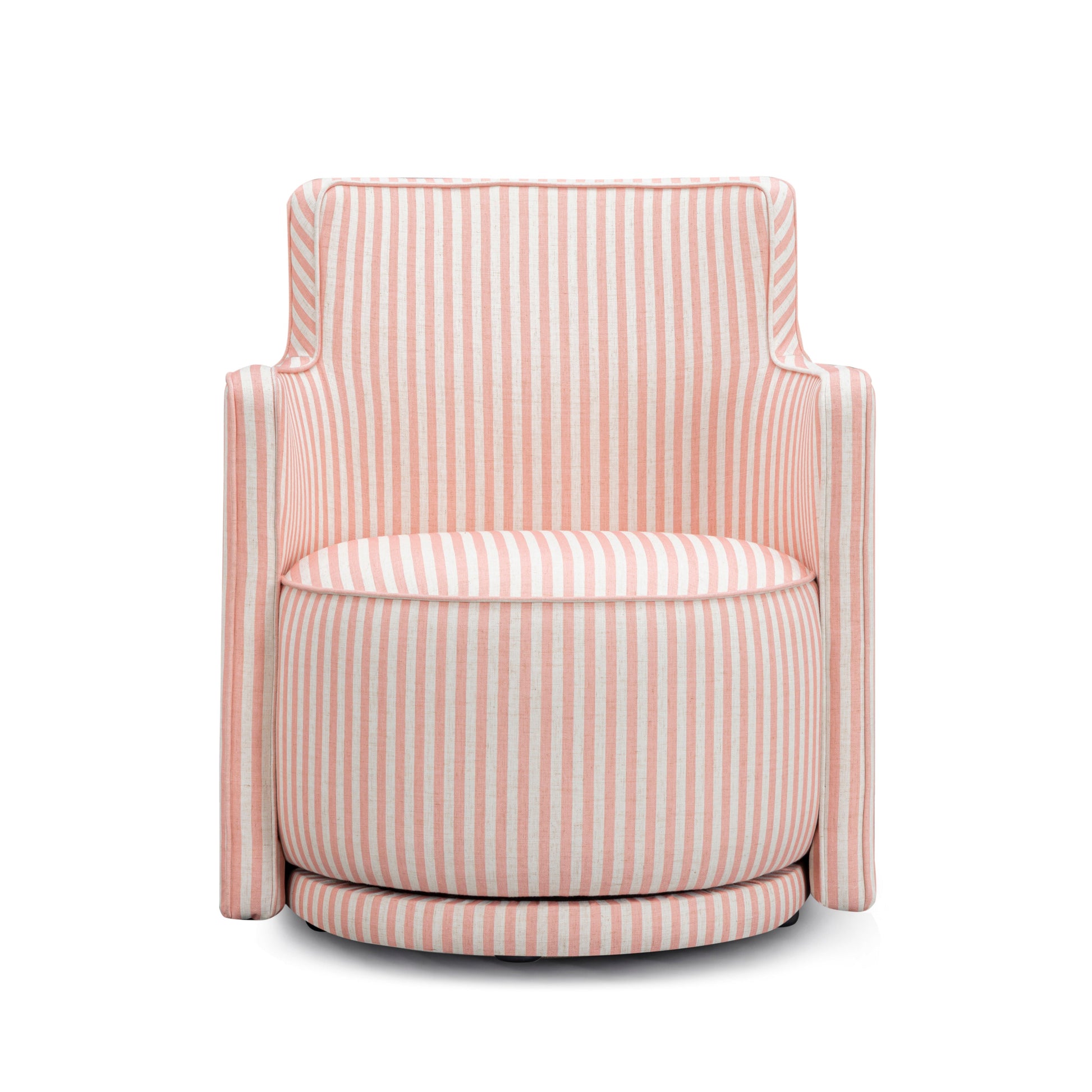 Passe Striped Linen Swivel Chair Pink Stripes by Tov Furniture