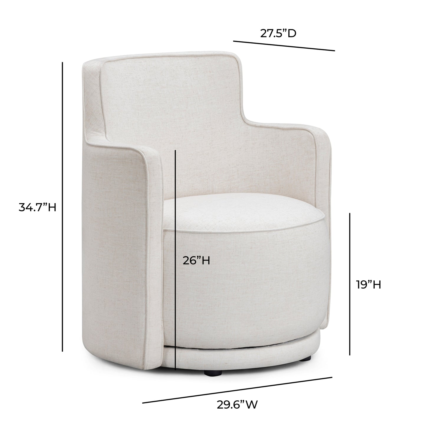 Passe Cream Upcycled Performance Linen Swivel Chair Cream by Tov Furniture