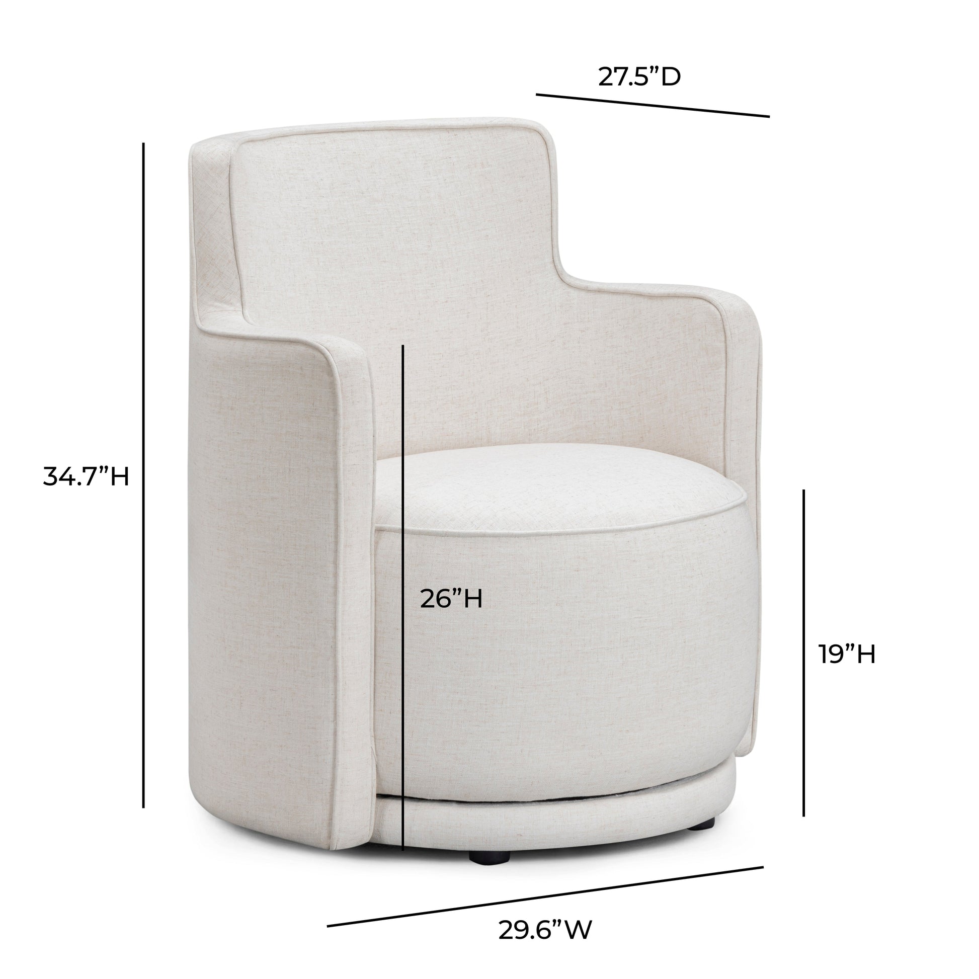 Passe Cream Upcycled Performance Linen Swivel Chair Cream by Tov Furniture