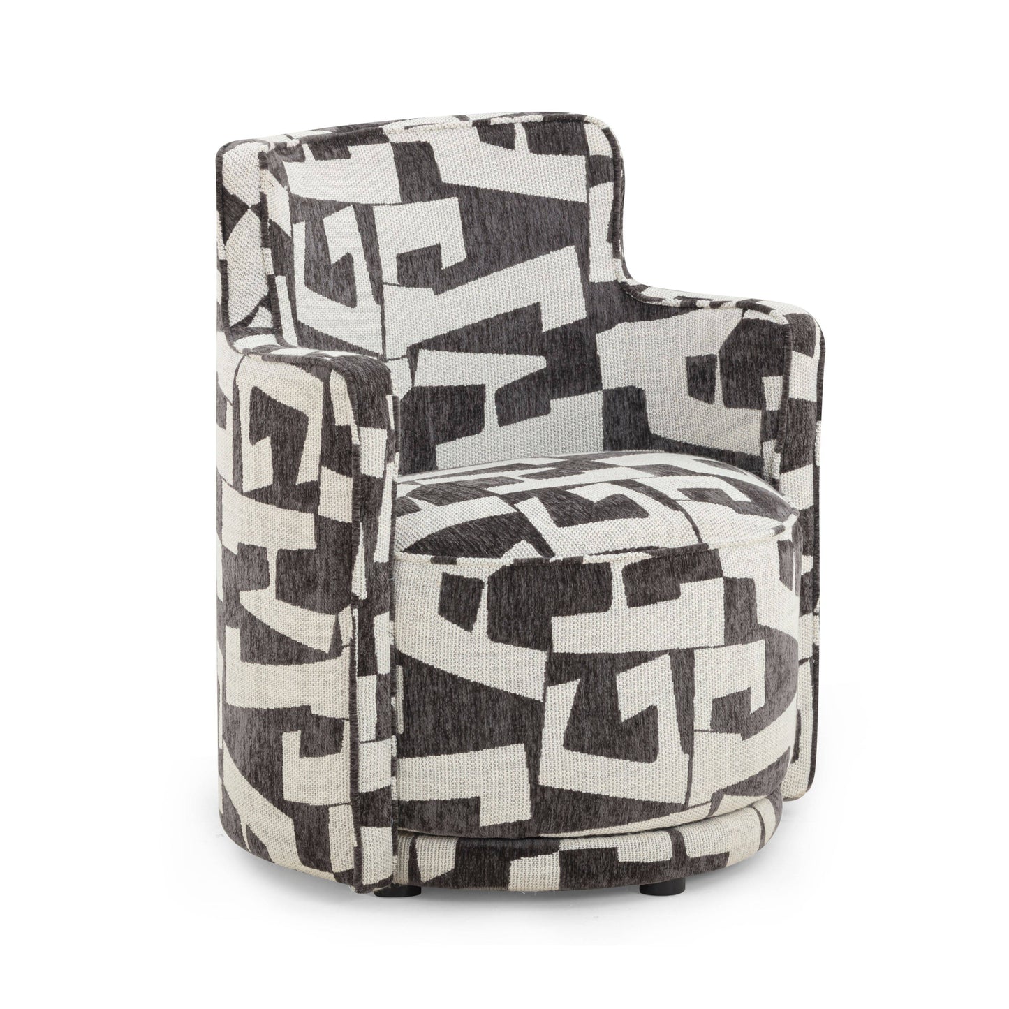 Passe Black Performance Jacquard Swivel Chair Black by Tov Furniture