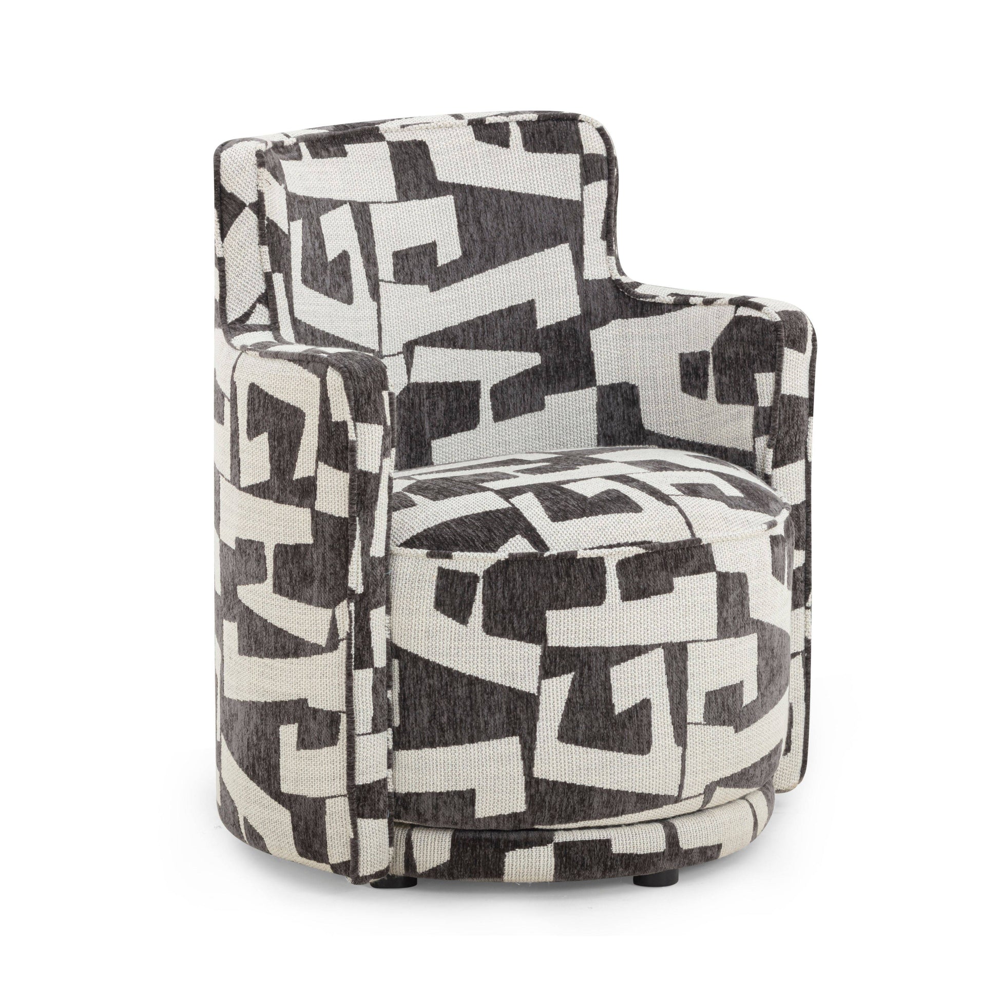 Passe Black Performance Jacquard Swivel Chair Black by Tov Furniture