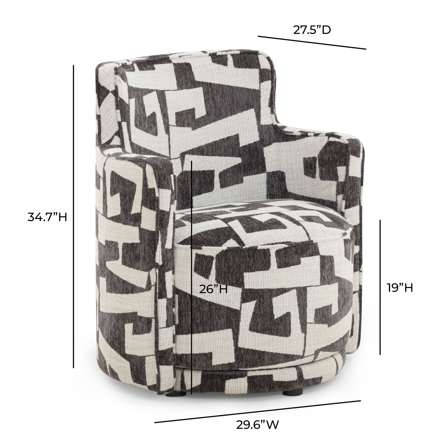 Passe Black Performance Jacquard Swivel Chair Black by Tov Furniture