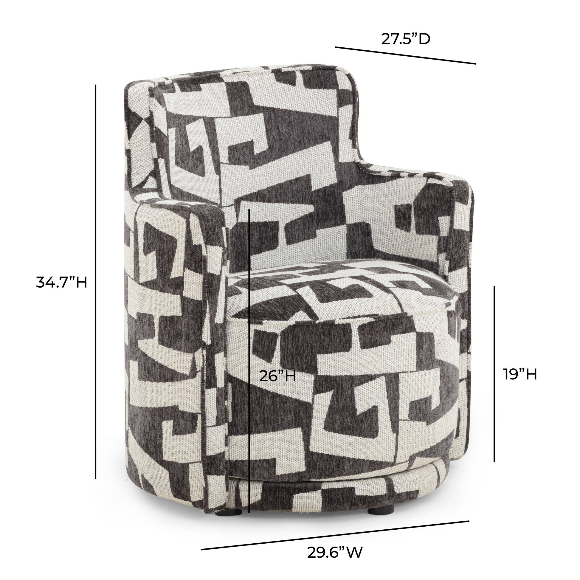 Passe Black Performance Jacquard Swivel Chair Black by Tov Furniture
