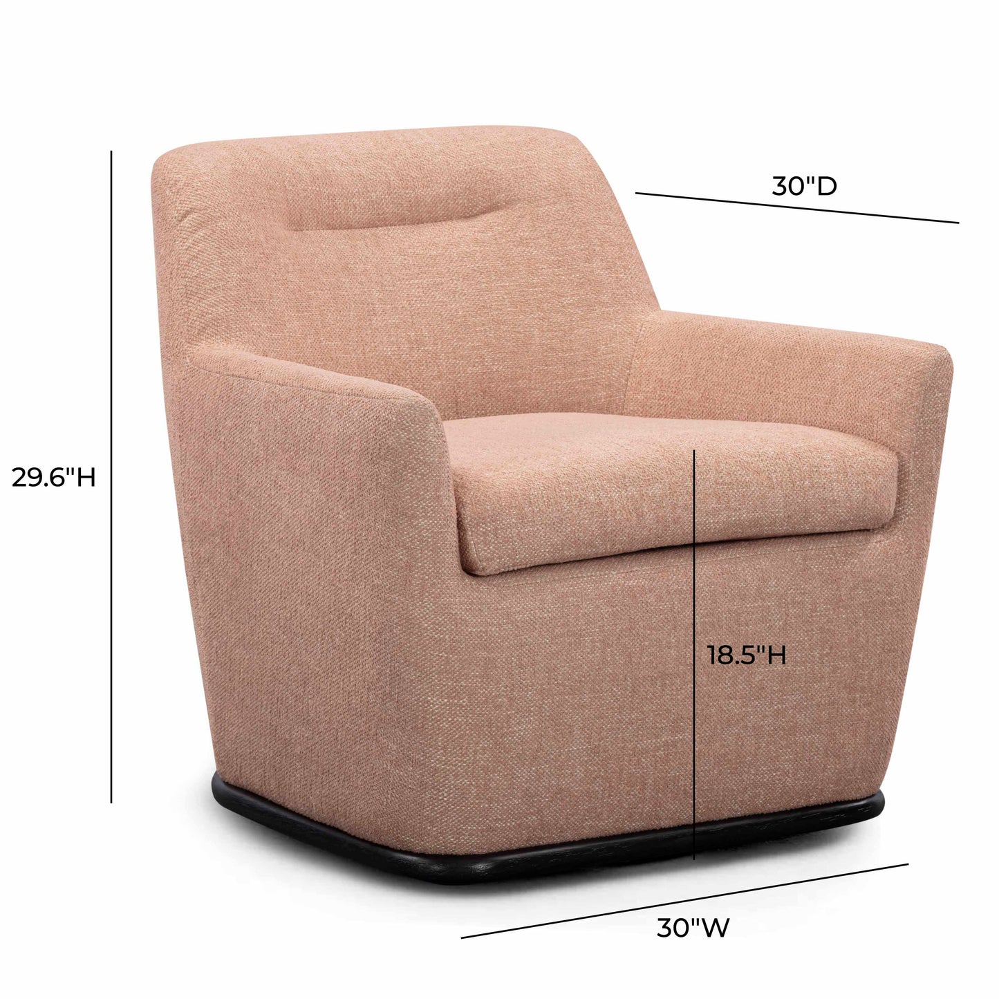 Mado Peach Textured Contract-Grade Fabric Swivel Accent Chair Peach by Tov Furniture