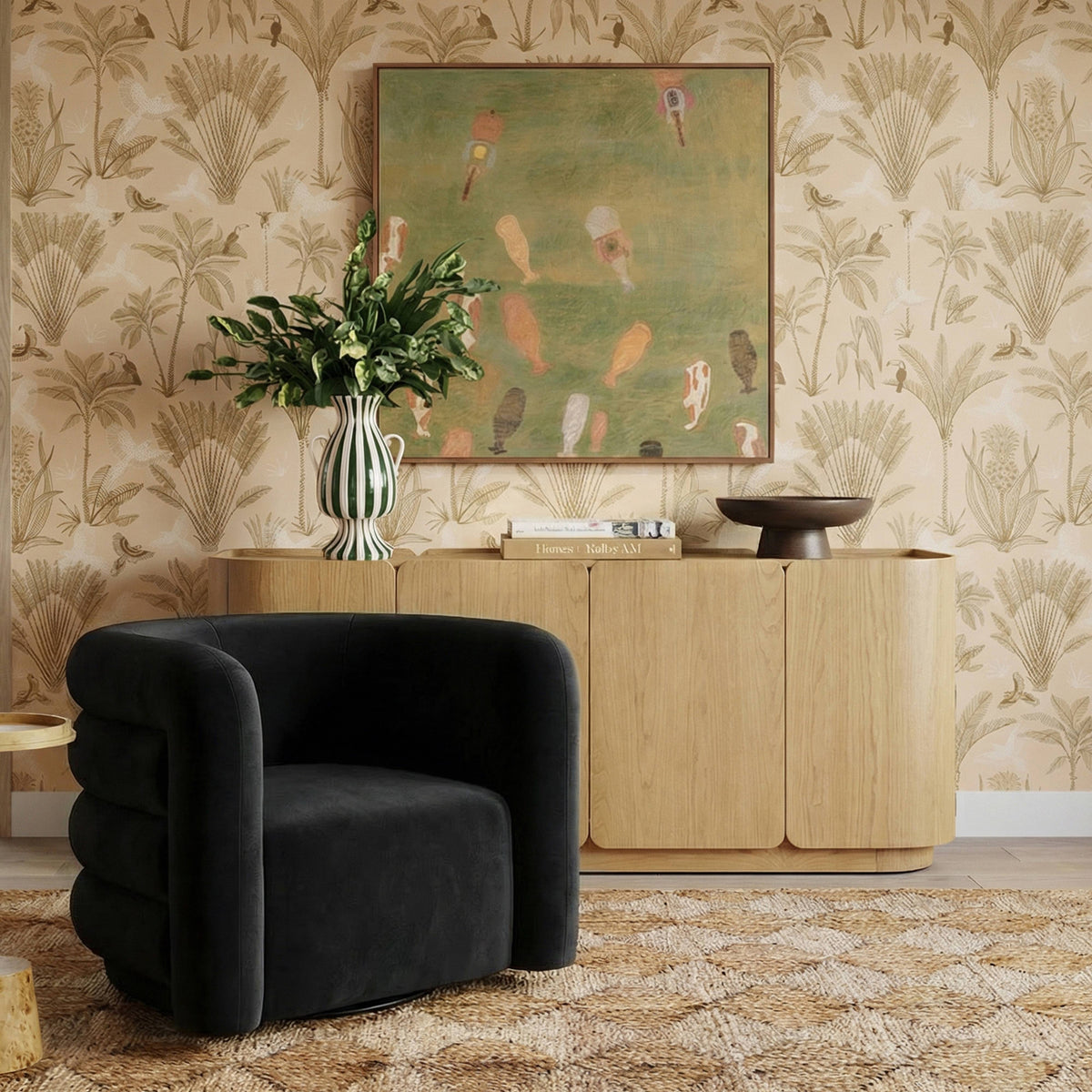 Curves Black Velvet Swivel Accent Chair by TOV Furniture – photo 2 of 8