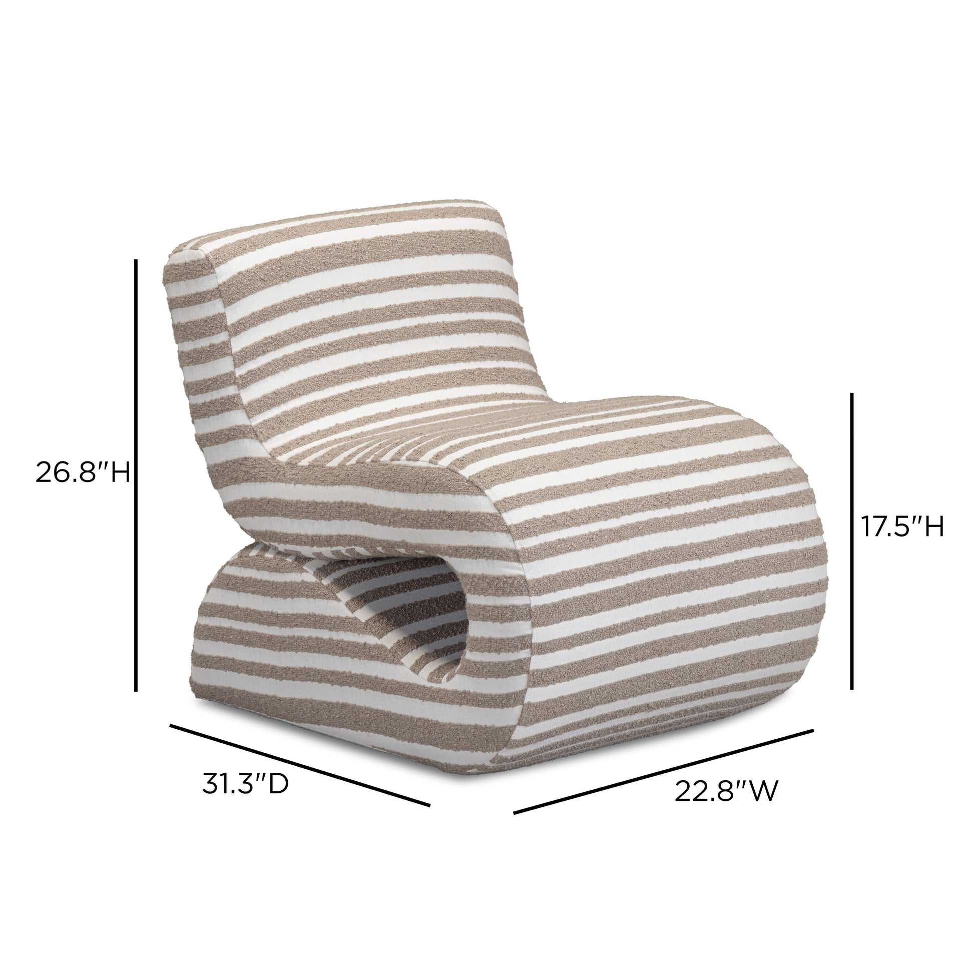 Senna Taupe Organic Stripes Contract-Grade Jacquard Fabric Accent Chair Taupe by Tov Furniture