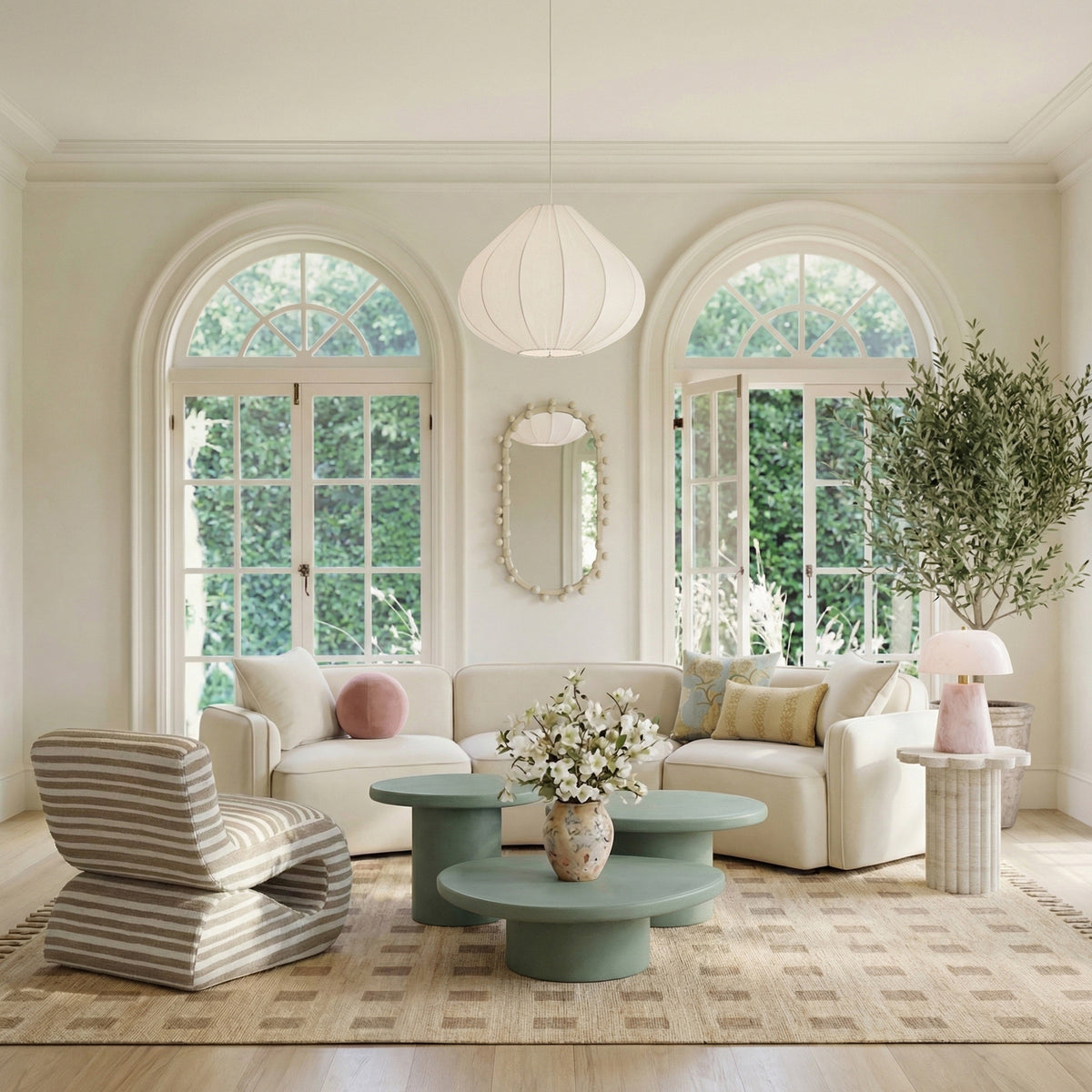 Senna Taupe Organic Stripes Contract-Grade Jacquard Fabric Accent Chair by TOV Furniture – photo 2 of 8