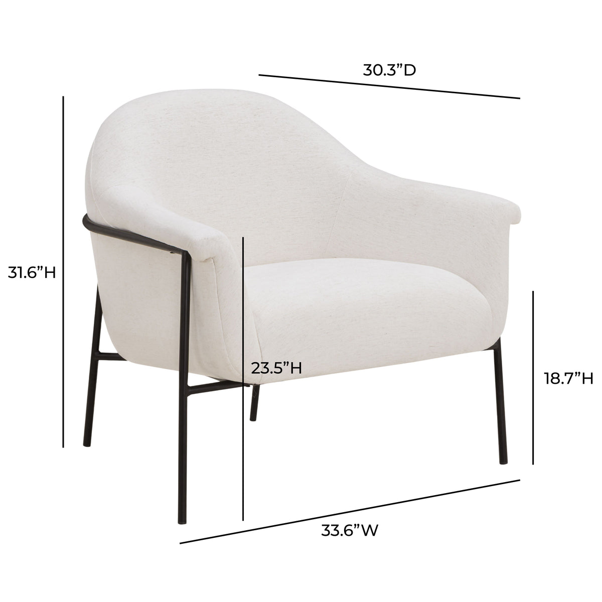 Lua Performance Chenille Accent Chair in Cream by TOV Furniture – photo 7 of 7