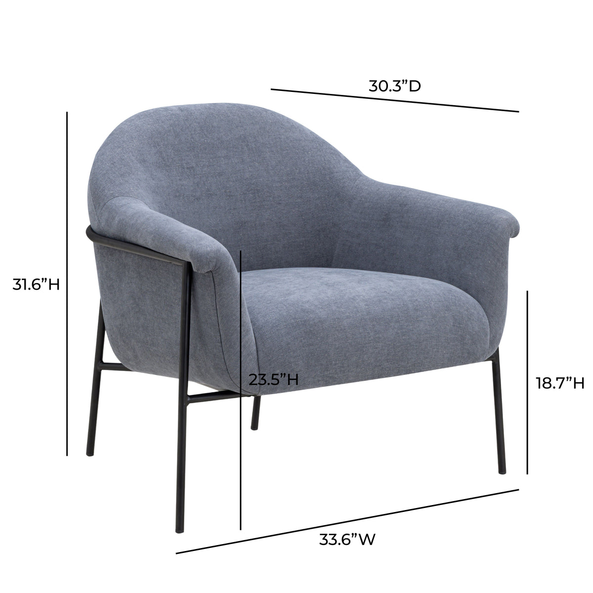 Lua Performance Chenille Accent Chair in Blue by TOV Furniture – photo 7 of 7