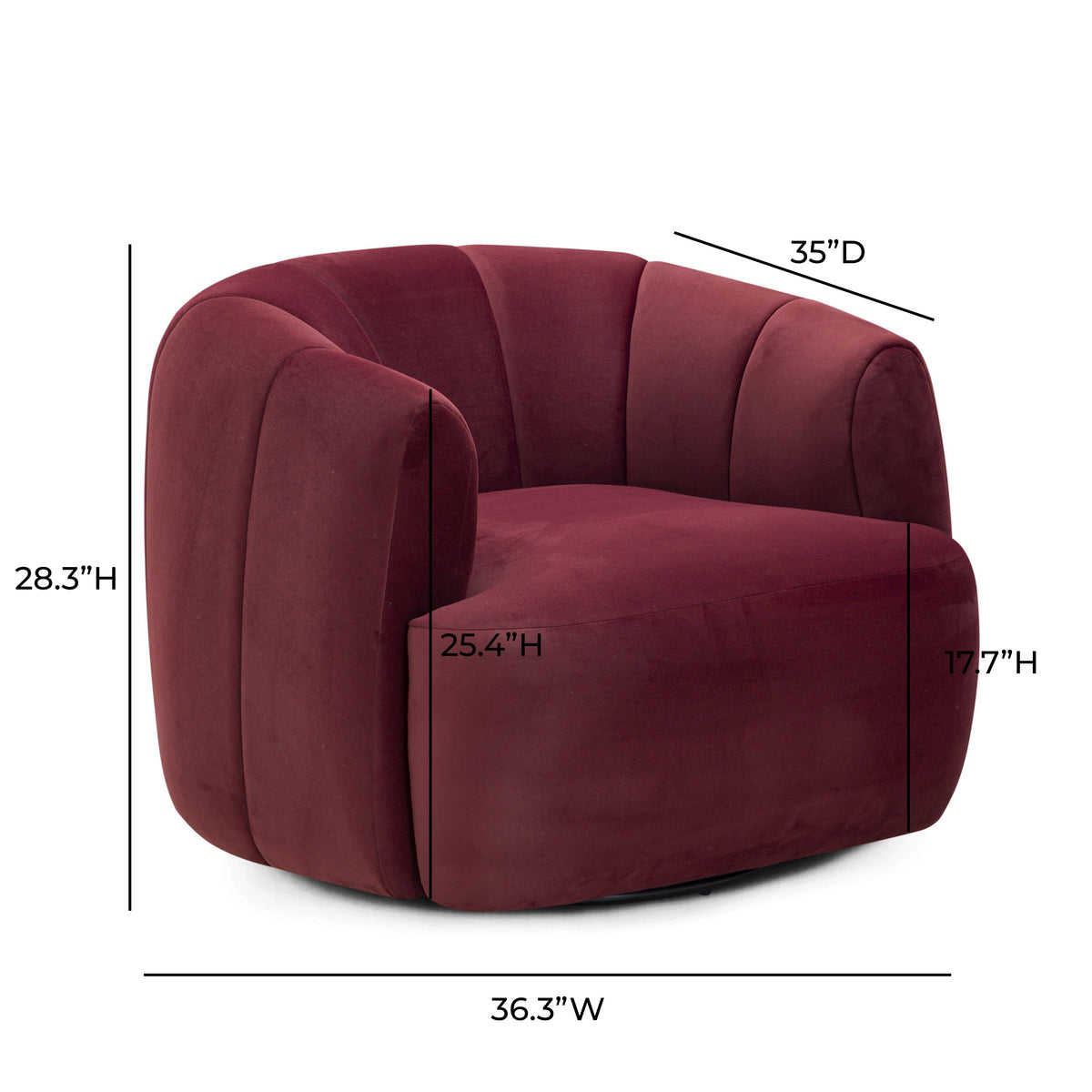 Jasmine Berry Red Performance Velvet Swivel Accent Chair by TOV Furniture – photo 7 of 7