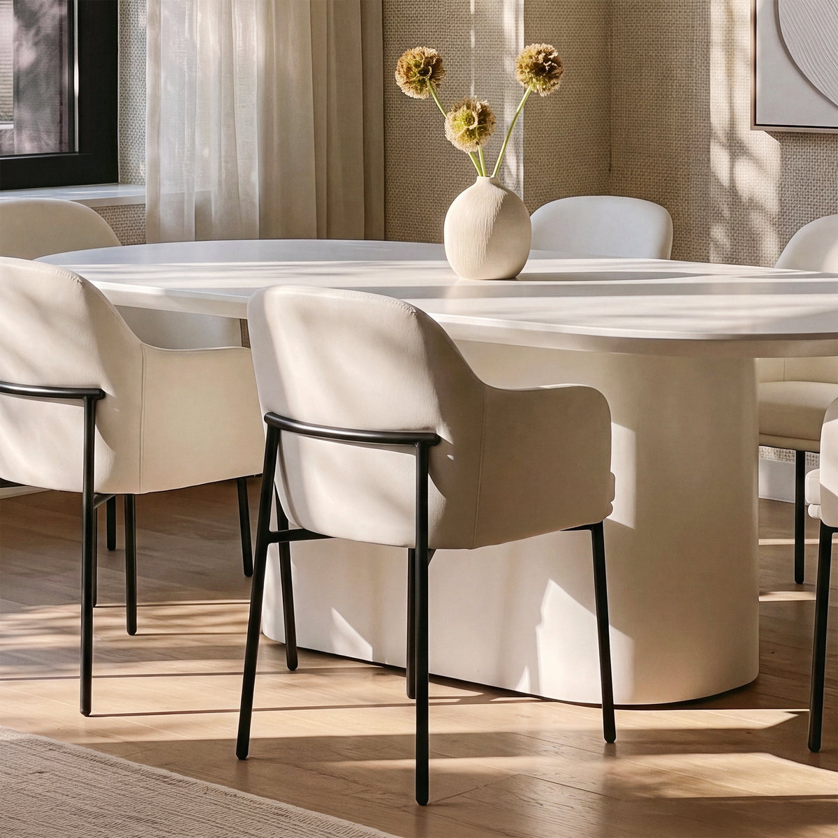 Sydney Performance Vegan Leather Armchair - Set of 2 in Cream by TOV Furniture – photo 2 of 7