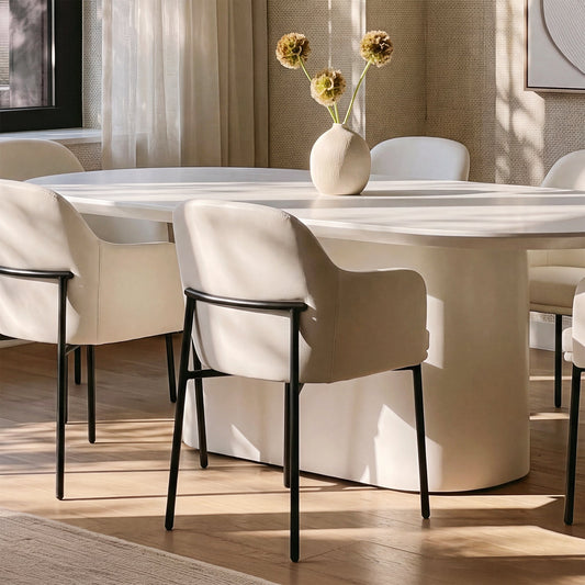 Sydney Performance Vegan Leather Armchair - Set of 2 in Cream by TOV Furniture – photo 2 of 7