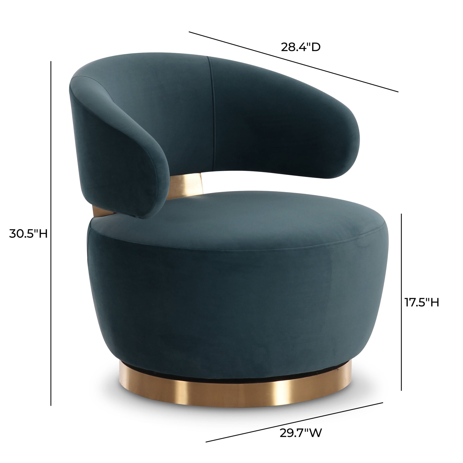 Austin Dark Teal Performance Velvet Swivel Accent Chair Dark Teal by Tov Furniture