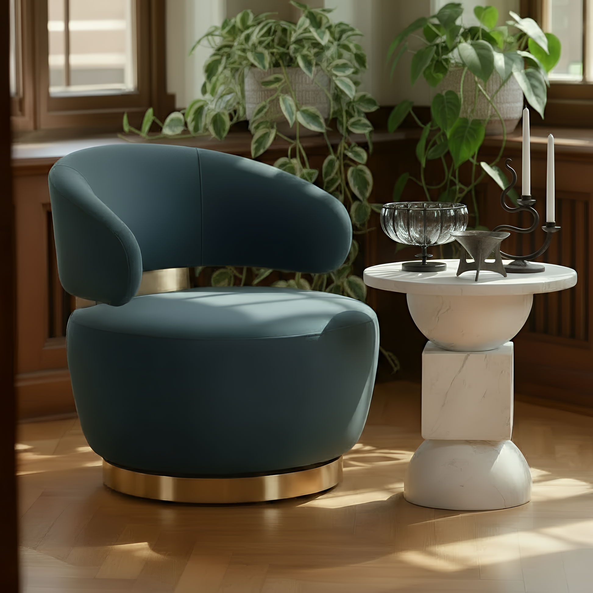 Austin Dark Teal Performance Velvet Swivel Accent Chair Dark Teal by Tov Furniture