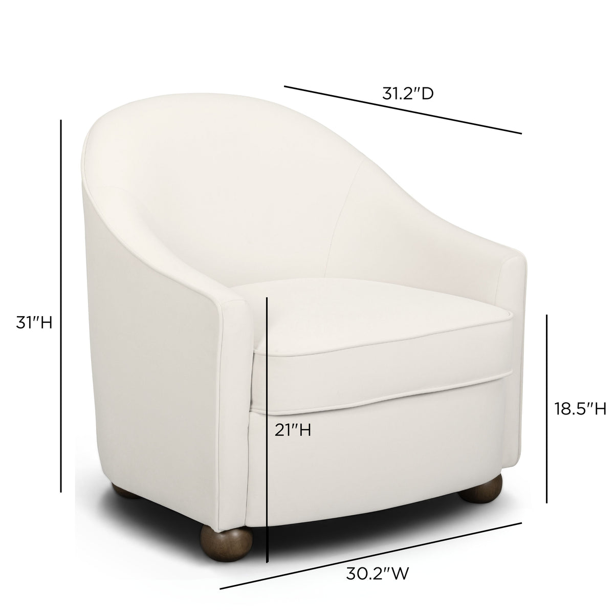 Cettie Performance Velvet Accent Chair in Cream by TOV Furniture – photo 7 of 7