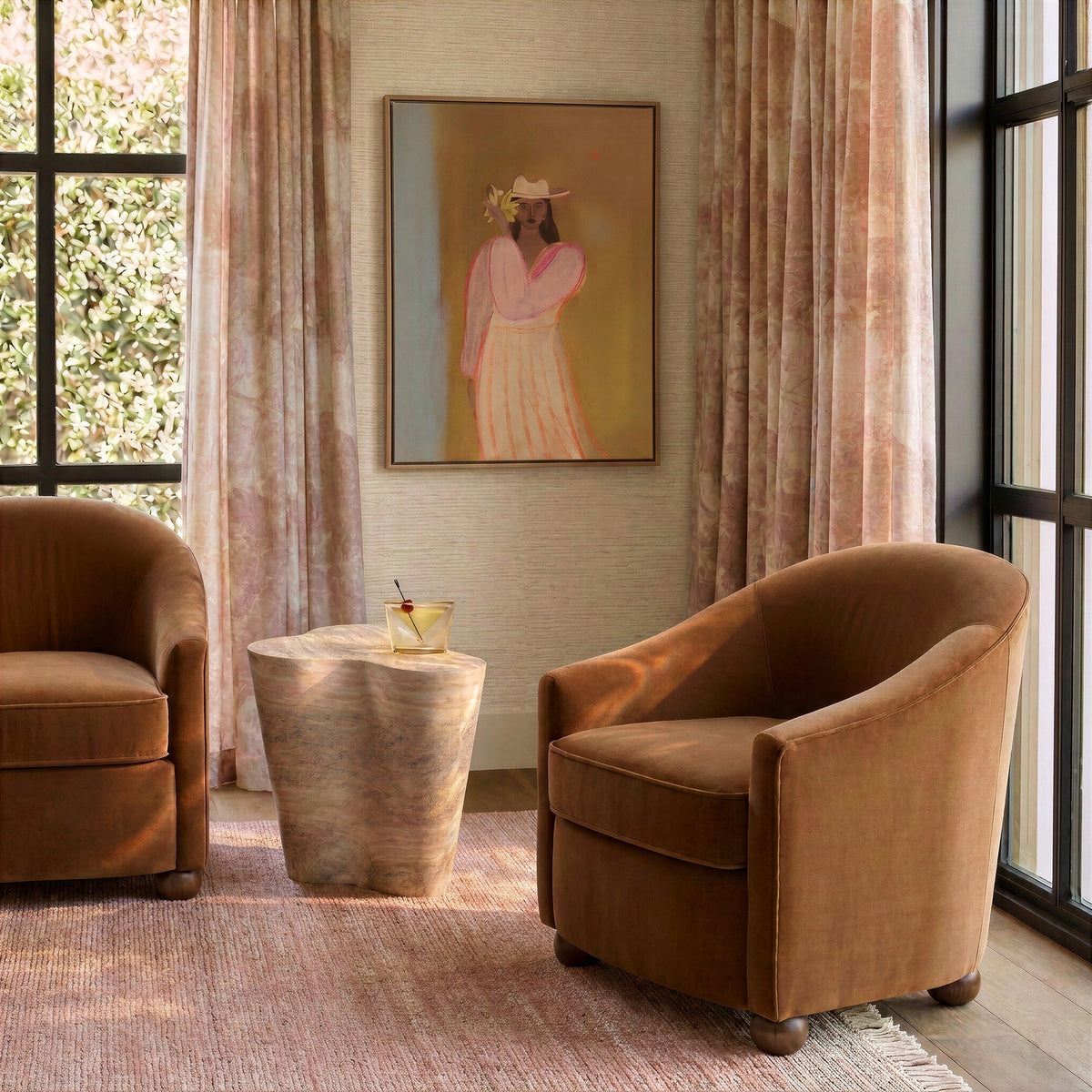 Cettie Performance Velvet Accent Chair in Cognac by TOV Furniture – photo 2 of 6