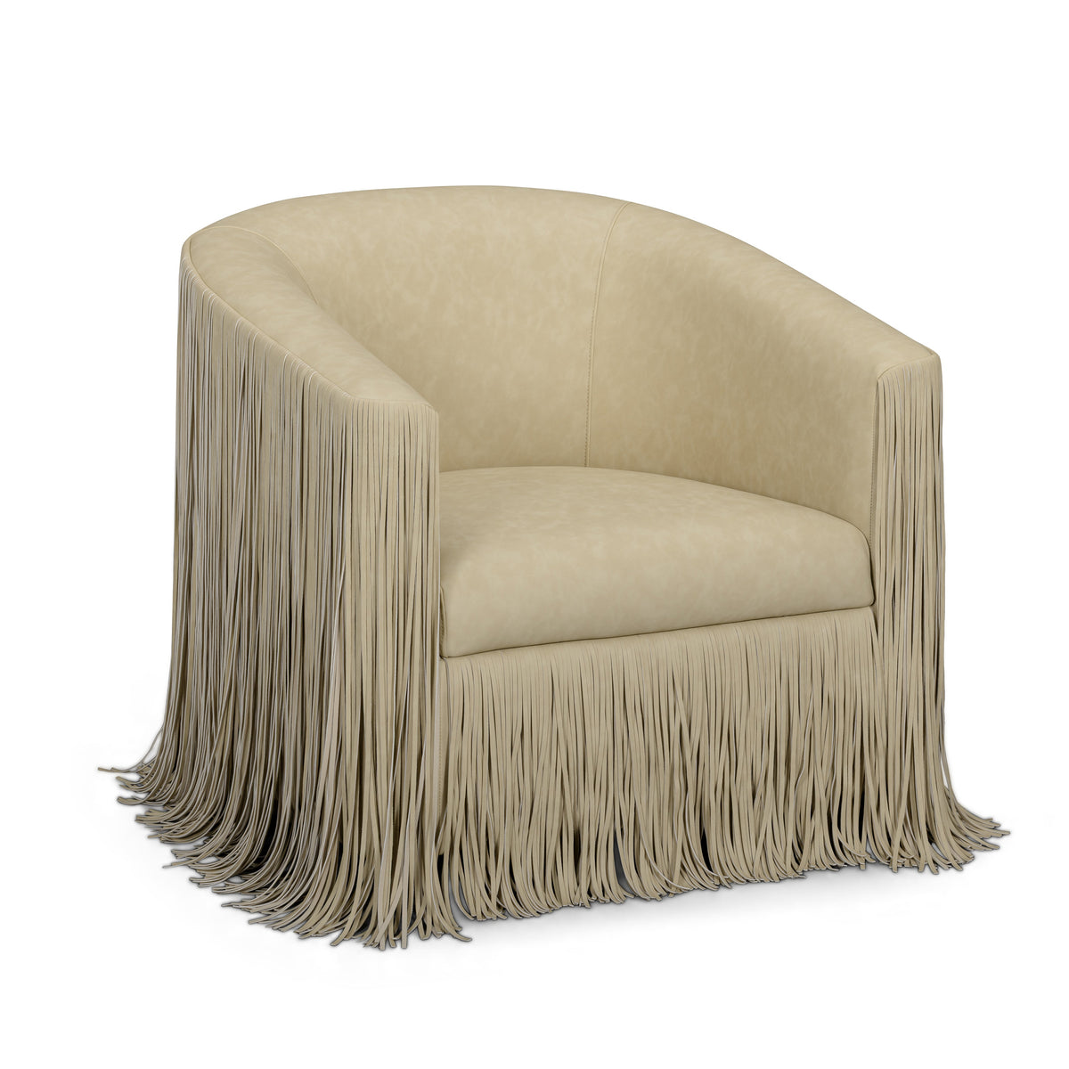 Shag Me Distressed Tan Performance Vegan Leather Swivel Chair by TOV Furniture – photo 1 of 8