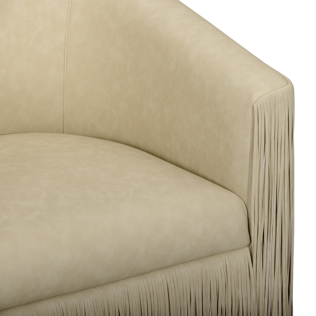 Shag Me Distressed Tan Performance Vegan Leather Swivel Chair by TOV Furniture – photo 7 of 8
