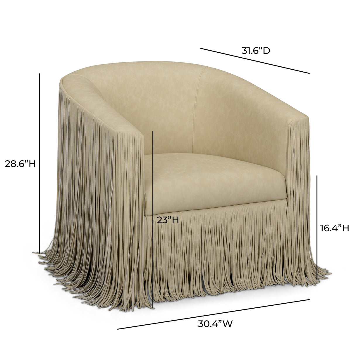 Shag Me Distressed Tan Performance Vegan Leather Swivel Chair by TOV Furniture – photo 8 of 8