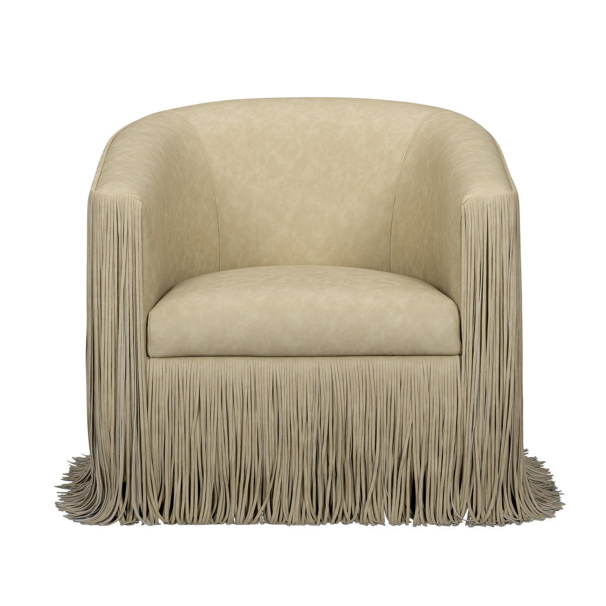 Shag Me Distressed Tan Performance Vegan Leather Swivel Chair by TOV Furniture – photo 3 of 8