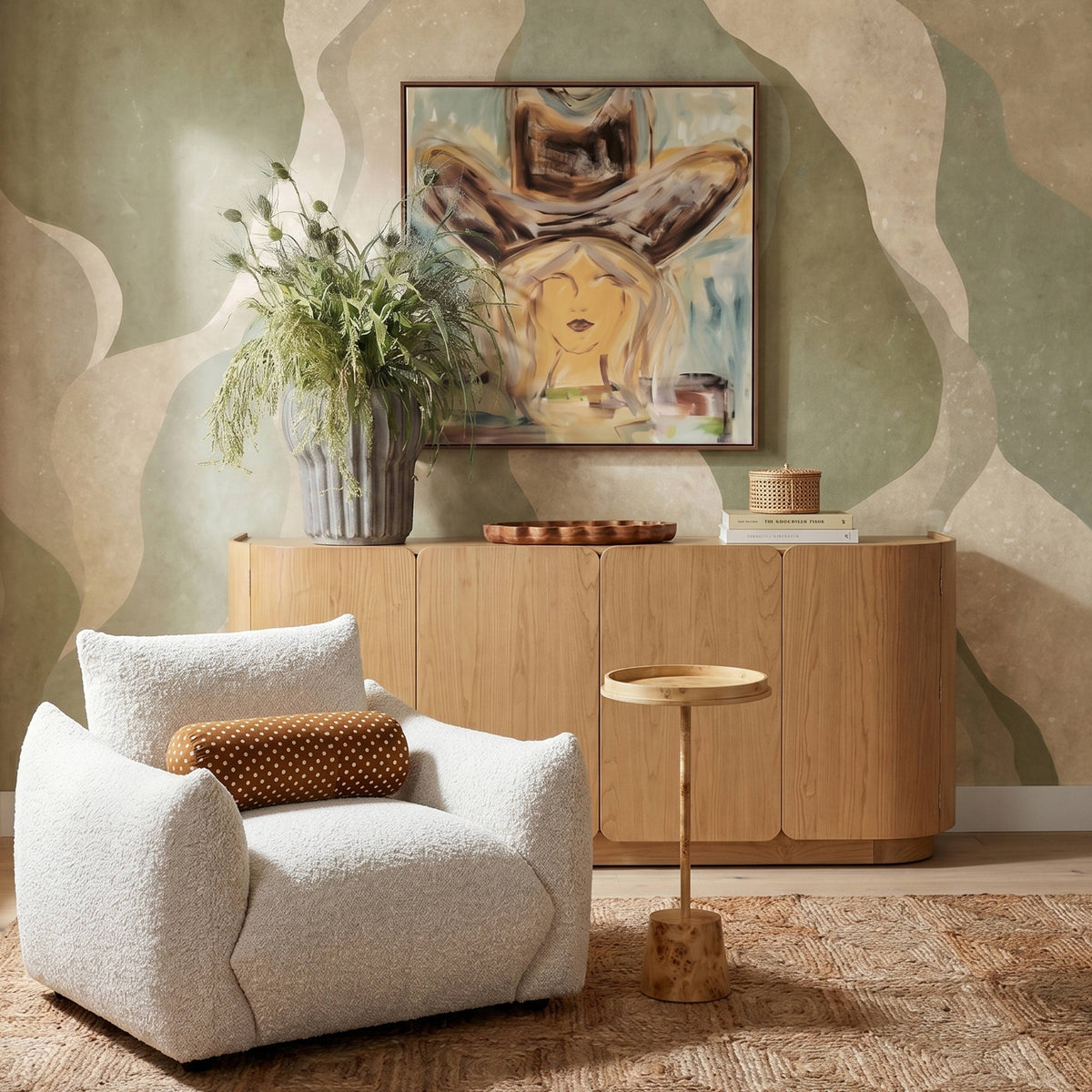 Saint Tropez Nubby Fabric Armchair in Sand by TOV Furniture – photo 2 of 8