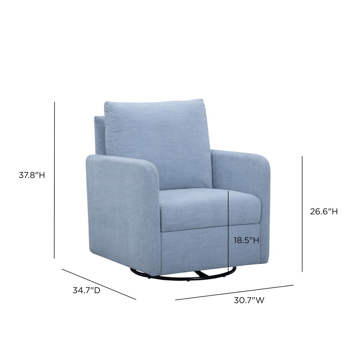 Nancy Chambray Blue Textured Velvet Nursing Chair by TOV Furniture – photo 8 of 8
