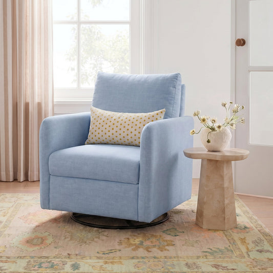Nancy Chambray Blue Textured Velvet Nursing Chair by TOV Furniture – photo 2 of 8