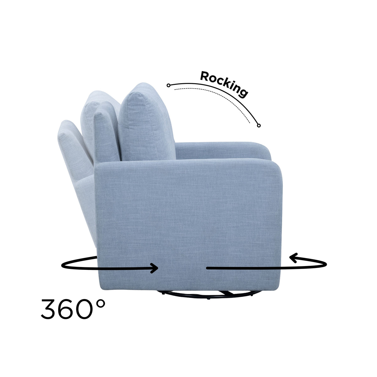 Nancy Chambray Blue Textured Velvet Nursing Chair by TOV Furniture – photo 7 of 8
