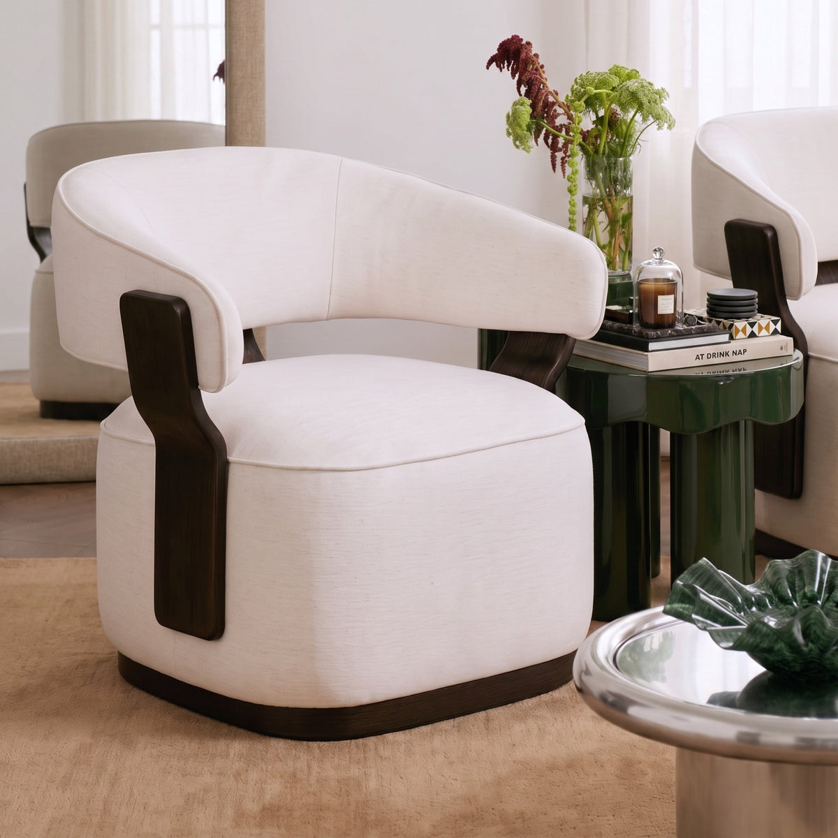 Madison Chalk Performance Linen Chenille Swivel Accent Chair by TOV Furniture – photo 2 of 8