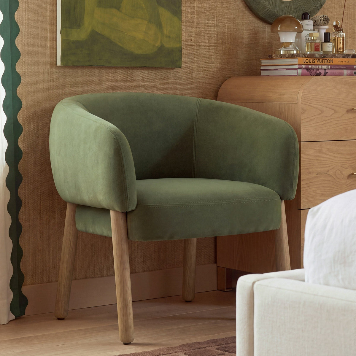 Foxy Olive Green Performance Velvet Accent Chair by TOV Furniture – photo 2 of 8