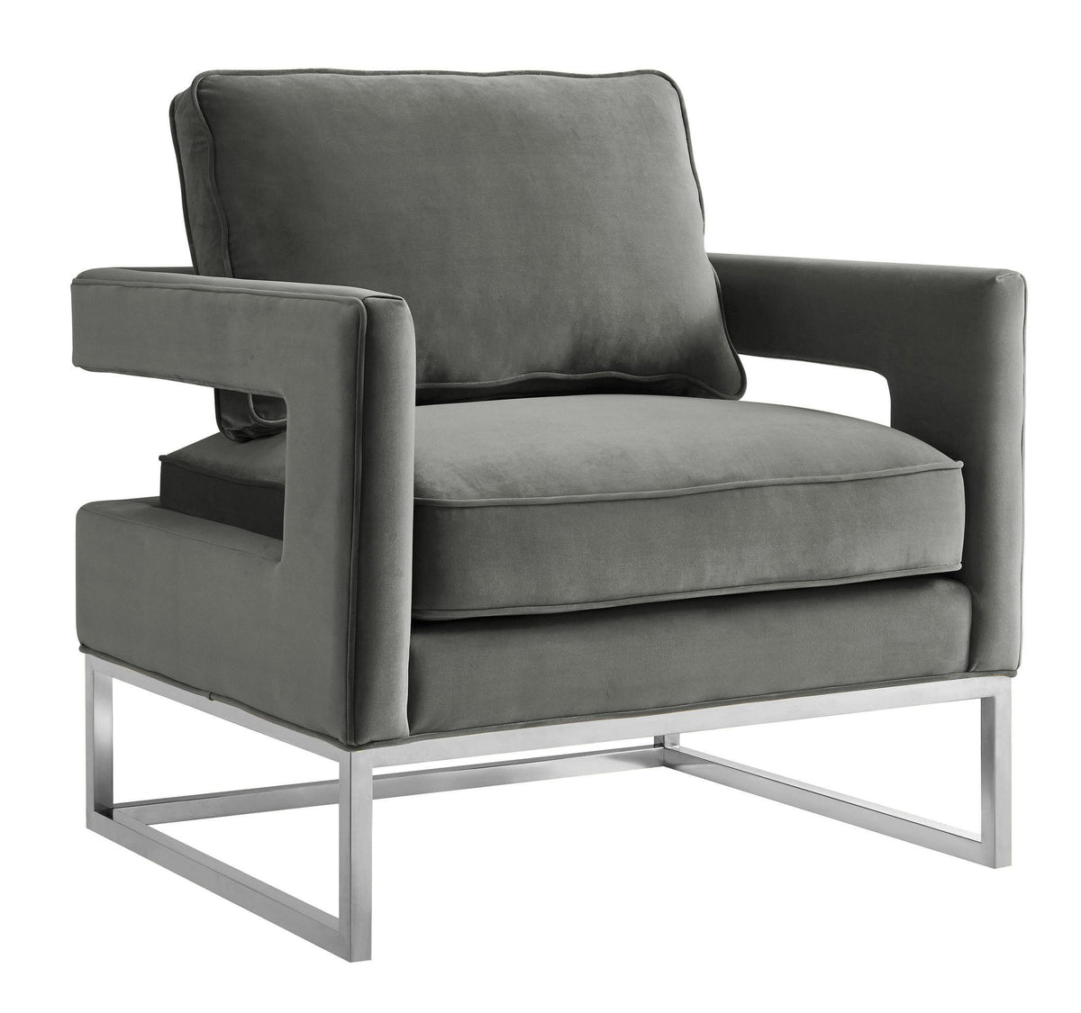Avery Grey Performance Velvet Accent Chair with Silver Base by TOV Furniture – photo 1 of 6