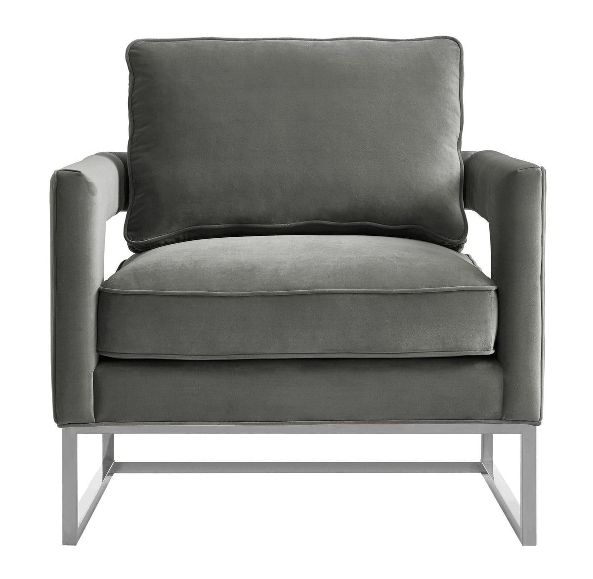 Avery Grey Performance Velvet Accent Chair with Silver Base by TOV Furniture – photo 3 of 6