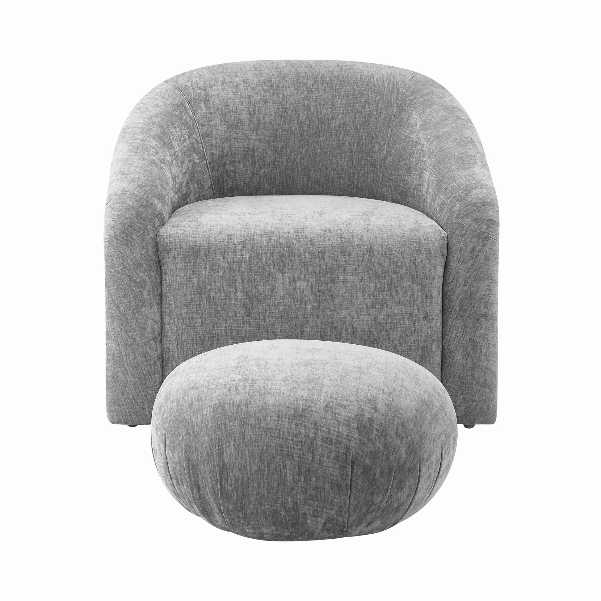 Boboli Velvet Chair and Ottoman Set Grey by Tov Furniture
