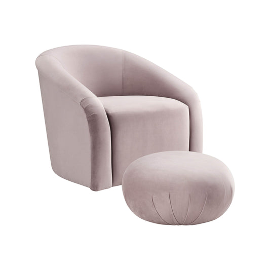 Boboli Velvet Chair and Ottoman Set Mauve by Tov Furniture