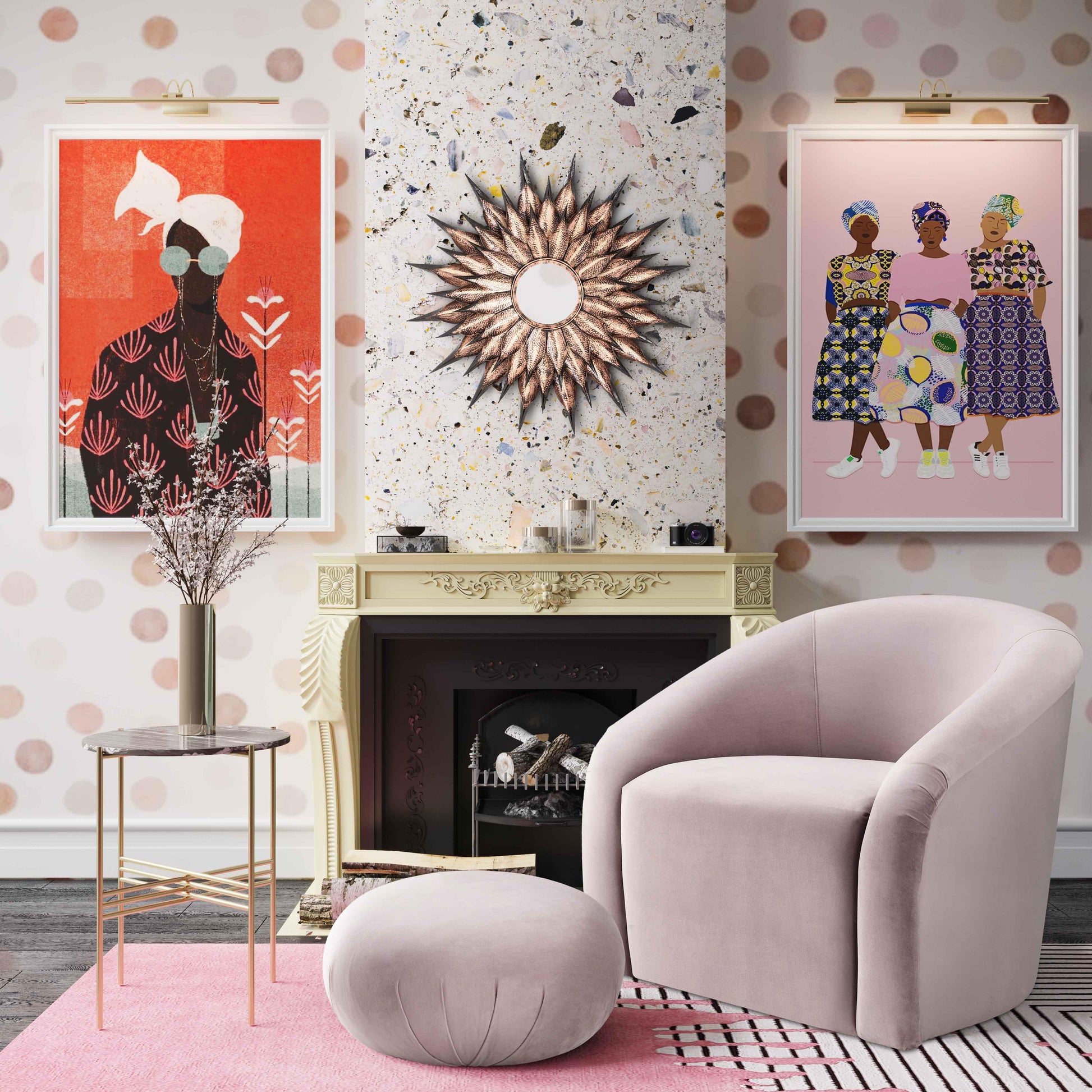 Boboli Velvet Chair and Ottoman Set Mauve by Tov Furniture