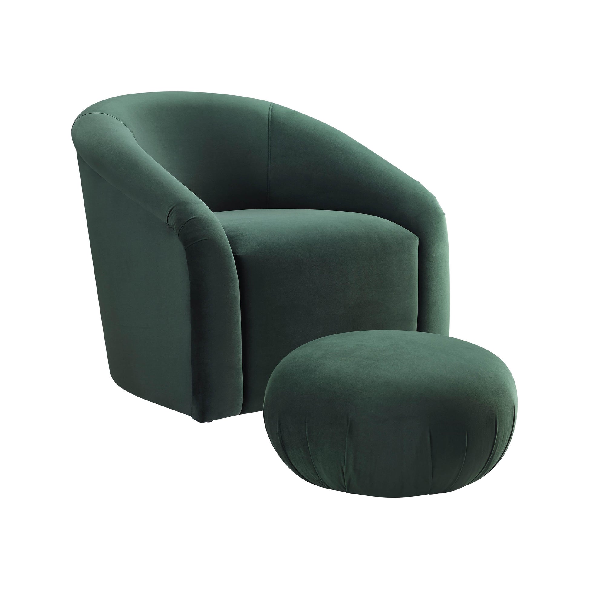 Boboli Velvet Chair and Ottoman Set Forest Green by Tov Furniture
