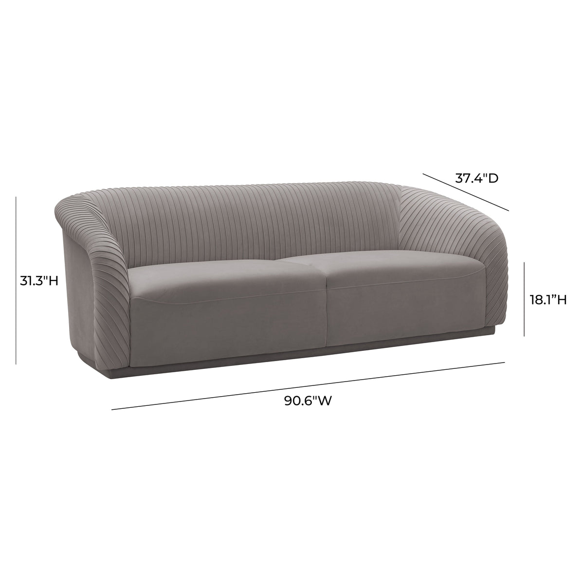 Yara Pleated Grey Performance Velvet Sofa By Inspire Me! Home Decor by TOV Furniture – photo 6 of 7