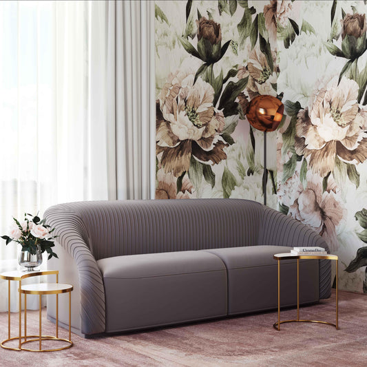 Yara Pleated Grey Performance Velvet Sofa By Inspire Me! Home Decor by TOV Furniture – photo 2 of 7