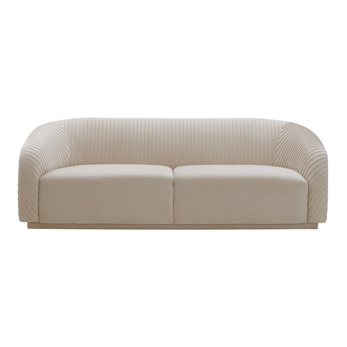 Yara Pleated Beige Performance Velvet Sofa By Inspire Me! Home Decor by TOV Furniture – photo 1 of 7
