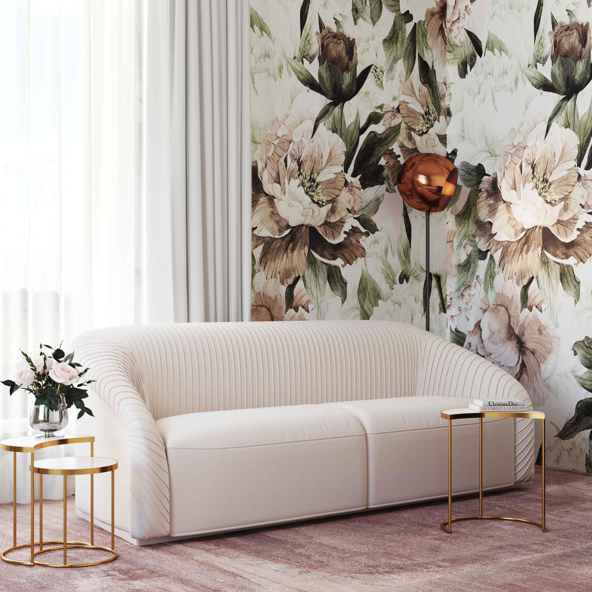 Yara Pleated Beige Performance Velvet Sofa By Inspire Me! Home Decor by TOV Furniture – photo 2 of 7