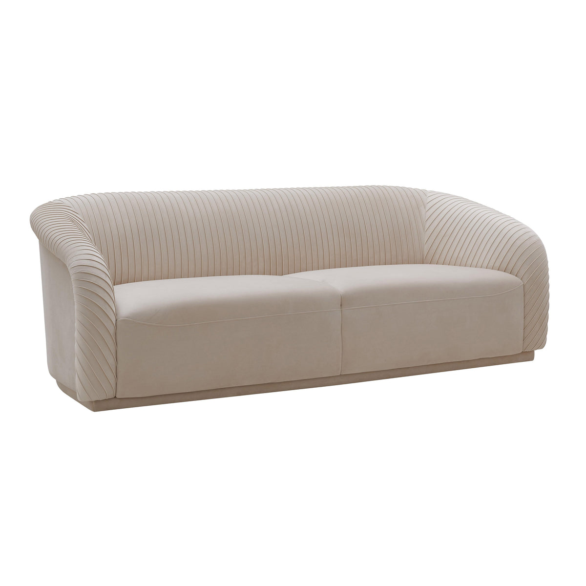 Yara Pleated Beige Performance Velvet Sofa By Inspire Me! Home Decor by TOV Furniture – photo 3 of 7
