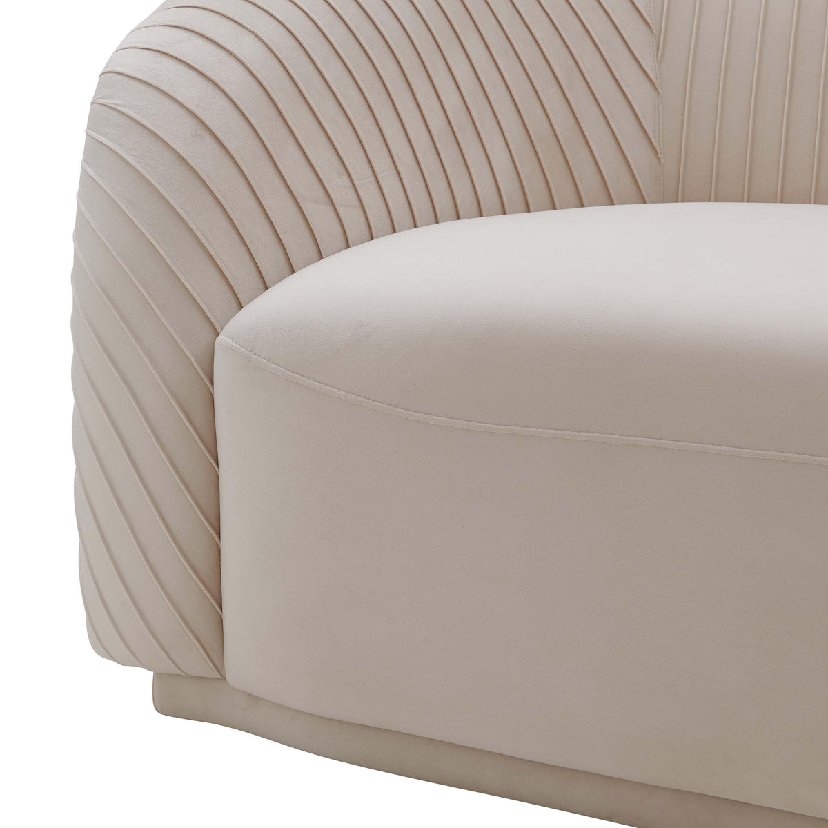 Yara Pleated Beige Performance Velvet Sofa By Inspire Me! Home Decor by TOV Furniture – photo 5 of 7
