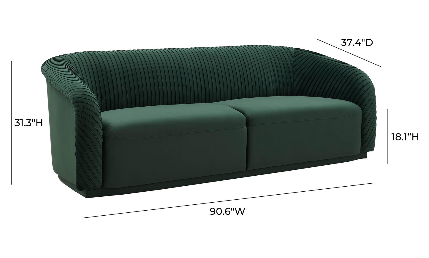 Yara 90 6 Pleated Velvet Sofa by TOV S6457