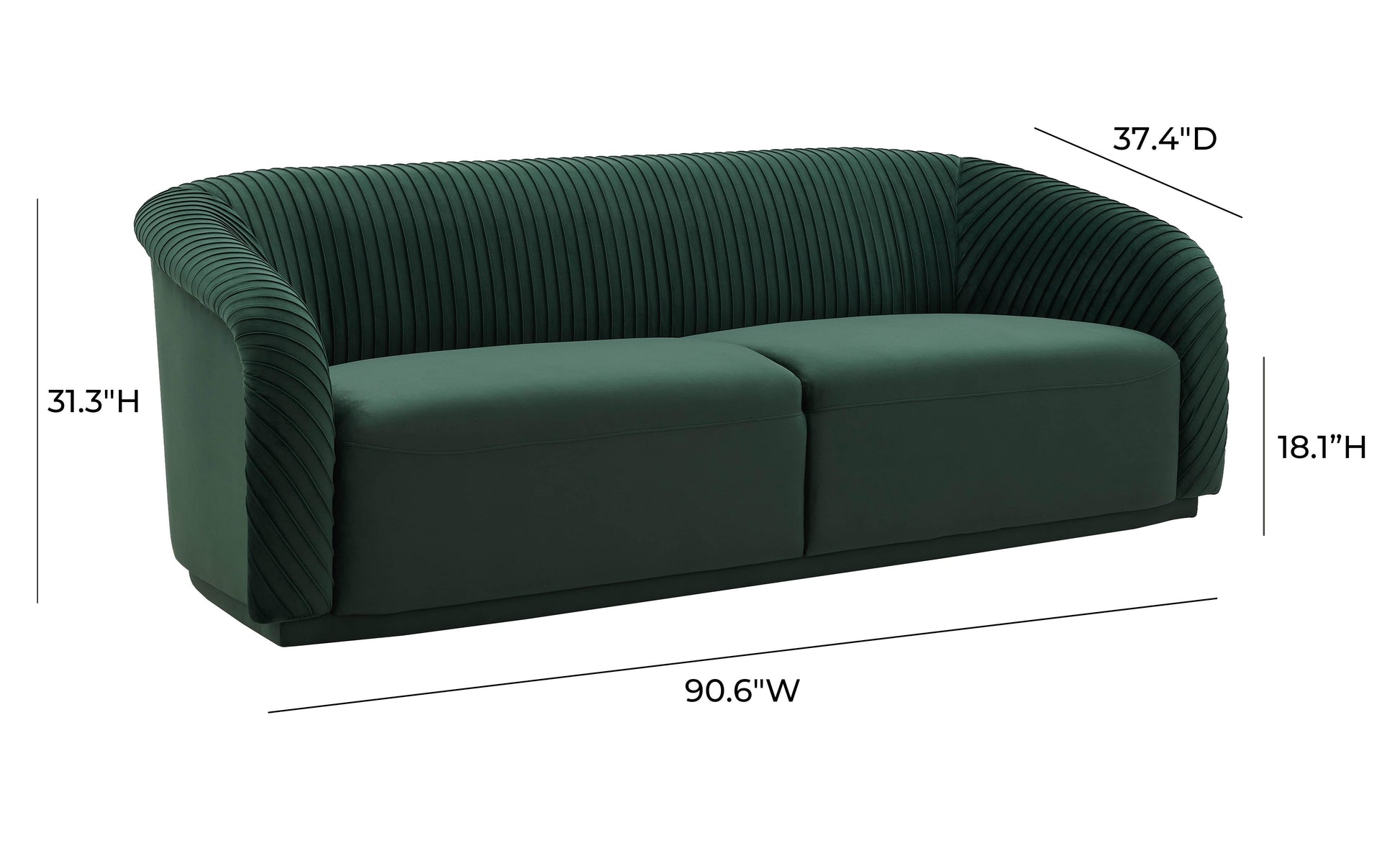 Yara 90 6 Pleated Velvet Sofa by TOV S6456