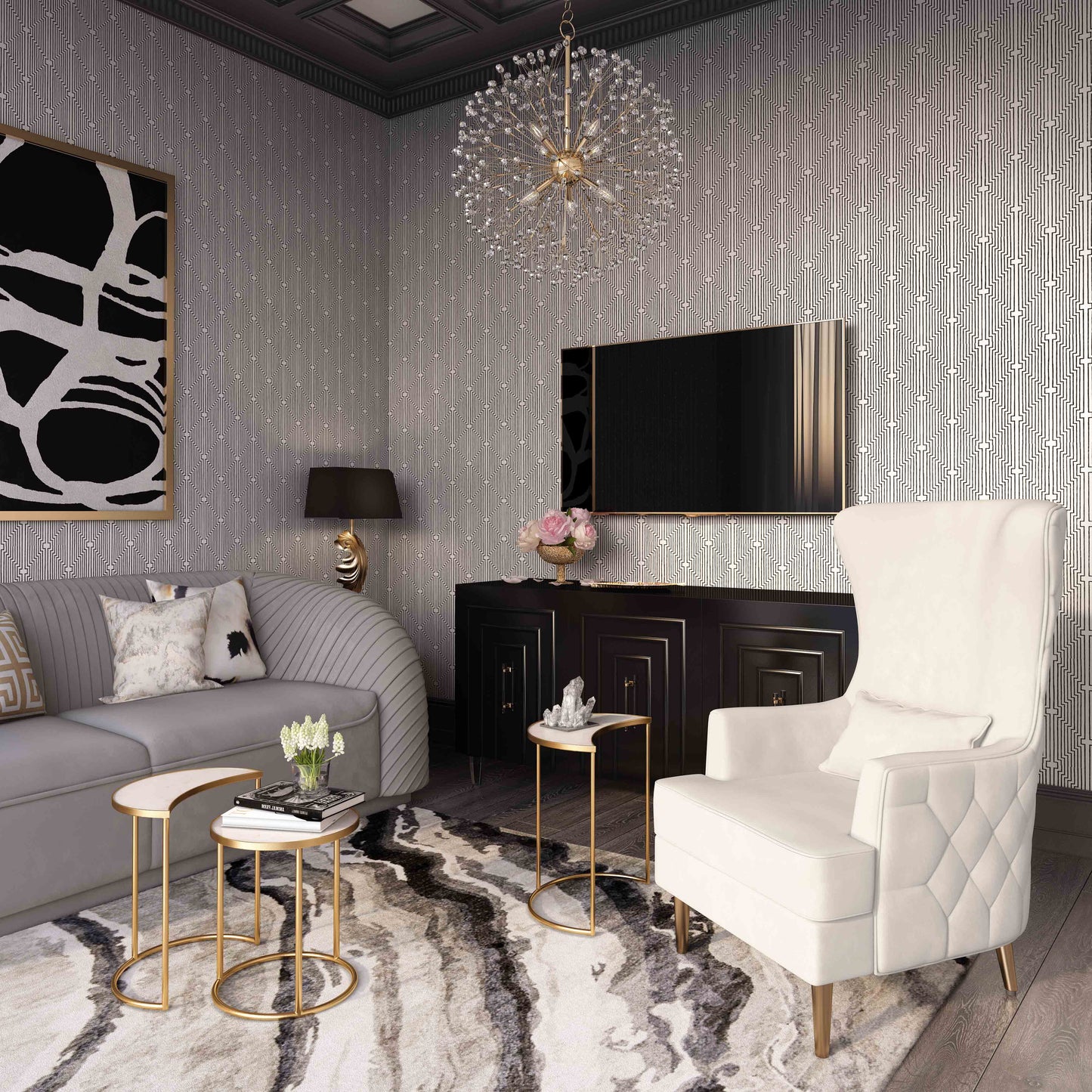 Alina Performance Velvet Tall Tufted Back Chair Cream - ON FINAL SALE by Tov Furniture