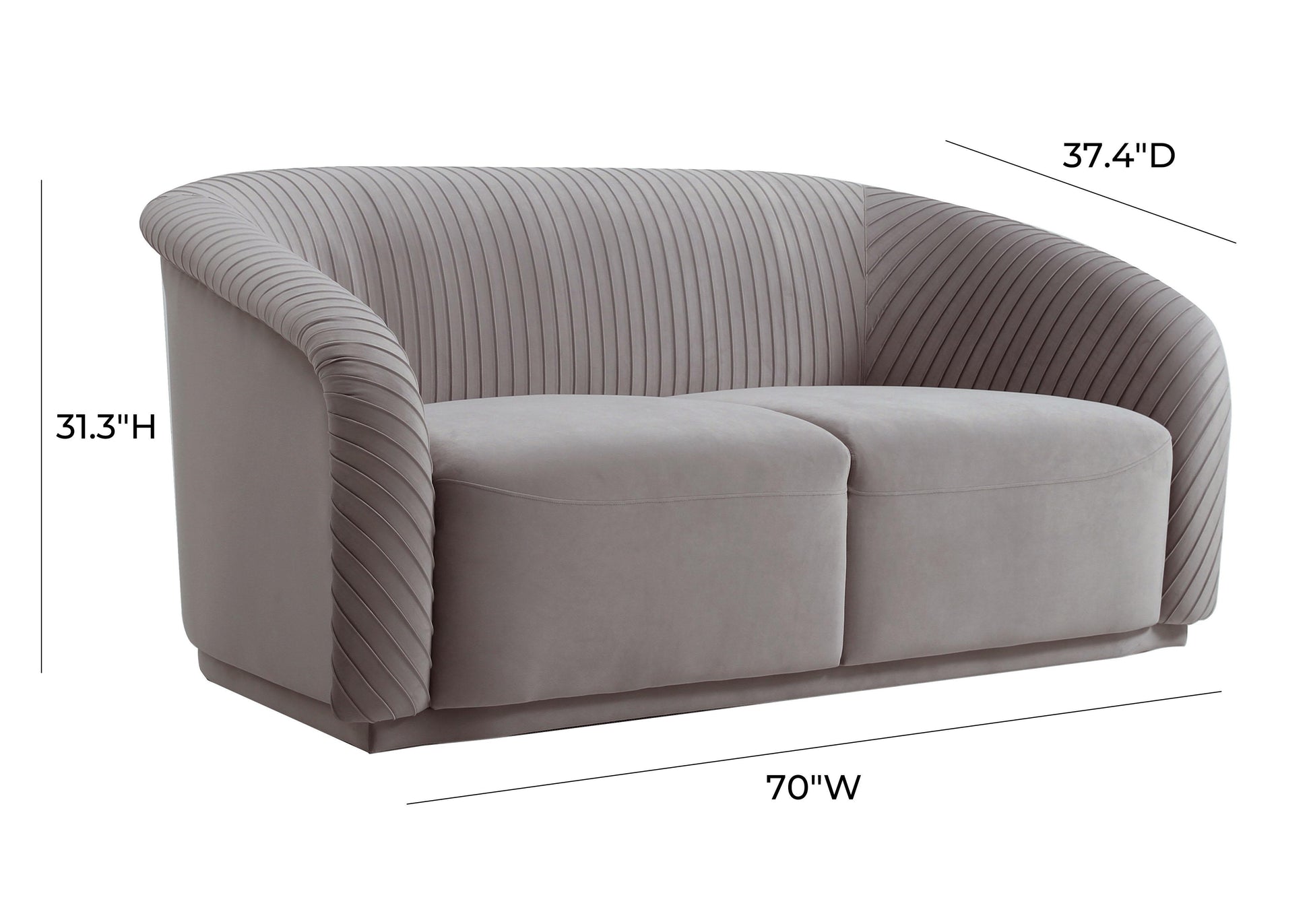 Yara 70 Pleated Velvet Loveseat by TOV S6484